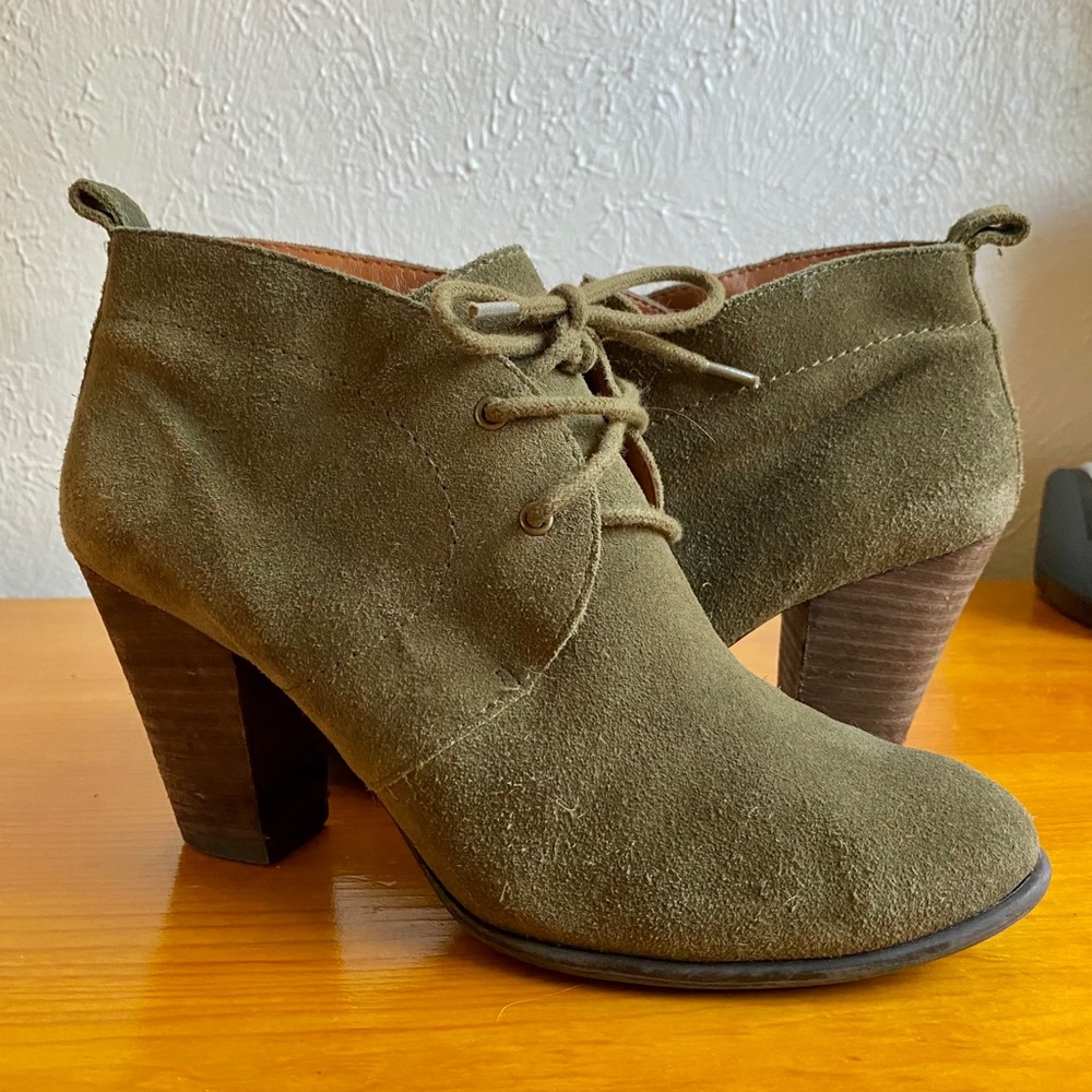 Lucky Brand Green Lace Up Ankle Booties